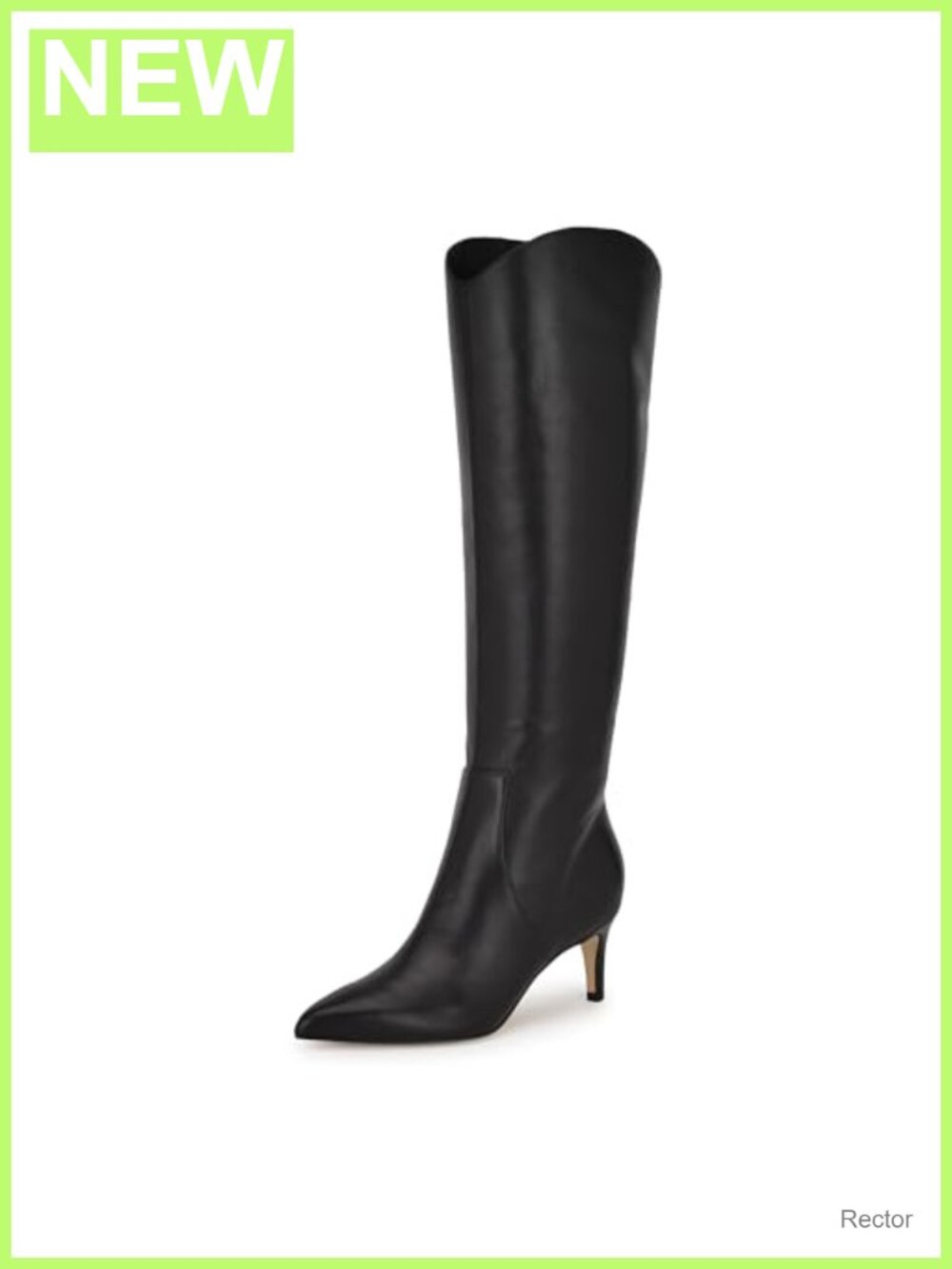 Nine West Sirena Knee-High Boots Stiletto Heel Pointed Toe Leather Zipper
